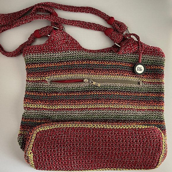 THE SAK Set of TWO Crochet Double Handle Multi Colored Handbags - Picture 5 of 7